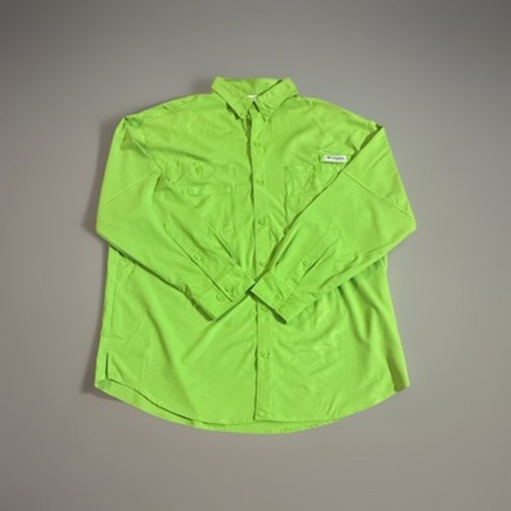 Columbia Men's Green Long Sleeve PFG  Button Up Fishing Shirt Size Large Vented